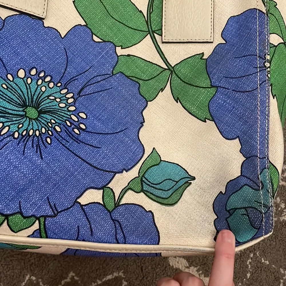 Kate Spade Blue Floral Canvas Style Large tote bag